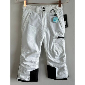 Explore The Unknown Kids Reinforced Cuff Snow Ski Pants White Sz XS 5/6yrs Old